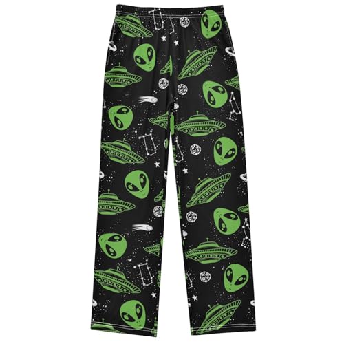 Boy's Pants Alien Airship Meteor Pattern Jogger Pants Elastic Waist Long Bottoms Trousers with Pockets 6-14 Years