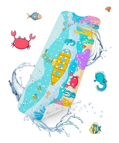 HITSLAM Alfombra Bañera Antideslizante Infantil, 101x40cm Extra Larga Alfombra Ducha Antideslizante, Alfombra Baño con...