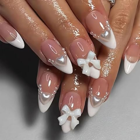 LPOODDNU Almond French Tip Press On Nails Cover