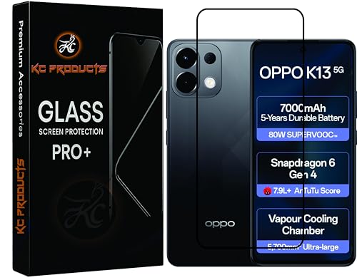 Image of Tempered Glass Screen Protector Compatible For Oppo K13 5G with Easy Self Installation Kit