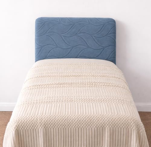 Image of HOMETHREADS Stretchable Velvet Headboard Cover | Soft, Dust-Proof & Wrinkle-Resistant Bed Back Protector | Fits Leather, Wooden & Fabric Bedsides | for 3ft to 3.5ft Beds (Blue, 90x65Cm)