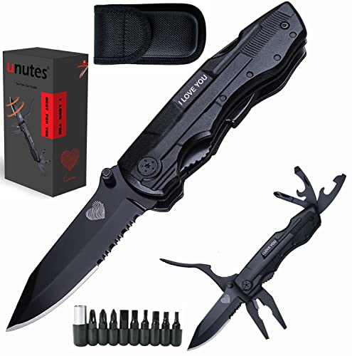Gifts for Him Boyfriend Husband Dad, Multitool Pocket Knife for Men, Multi Tool Tactical Plier With Nylon Sheath, Mens Gifts Ideas 'I LOVE YOU'