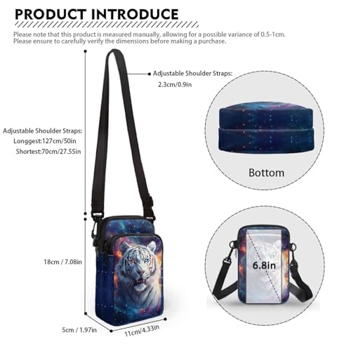 Image of Xpyiqun Galaxy Tiger Purses Crossbody Bags for Women Small Cross Body Canvas Pouch Sling Shoulder Handbag Mini Travel Messenger Bag Zipper Pocket Roomy Travel Work Satchel Phone Purses Organizer