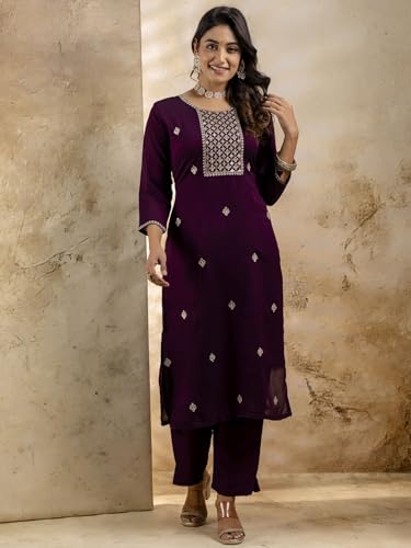 Image of VredeVogel Women's Silk Blend Embroidered Kurta with Pant & Dupatta Set | Modern & Traditional Blend Ethnic Wear | Festive & Casual Outfit