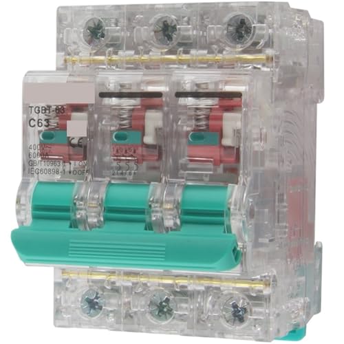 1Pcs Transparent Miniature Circuit Breaker Electrical Tenggen Transparent Air Open TGBT-63 AC Circuit Breaker 32A63A(TGBT-633PC63(Xiangyun3.0))