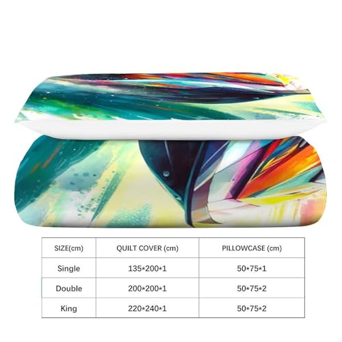 Housse de couette jet ski imprimé parure de lit 2 pièces microfibre zippée - 4