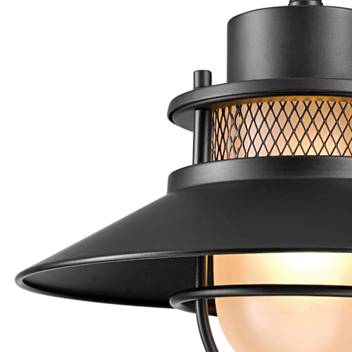 Image of Globe Electric 44233 Liam 1-Light Outdoor Wall Sconce, Matte Black, Frosted White Glass Shade