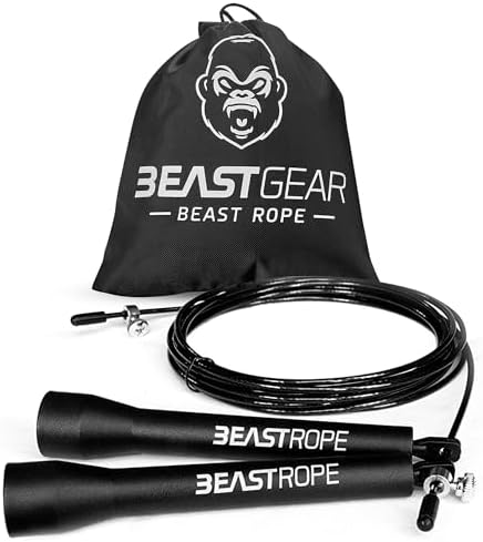 Beast Gear Skipping Rope, Steel Speed Fitness Jump Ropes, Lightwe...