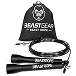 Beast Gear Skipping Rope – Steel Speed Jump Ropes for Adult Fitness – Lightweight, Adjustable Workout Equipment for Beginners & Pros - for Jumping, Boxing, Exercise & HIIT w/Bonus Screws & Caps