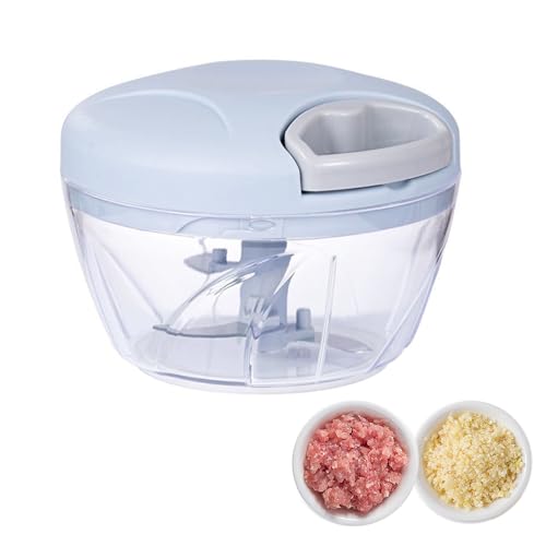みじん切り器 簡単みじん切りチョッパー コンパクト 紐を引くだけ簡単 ?蒜泥神器を使った蒜の砕き機 多機能 操作簡単です 容量500ml ブルー