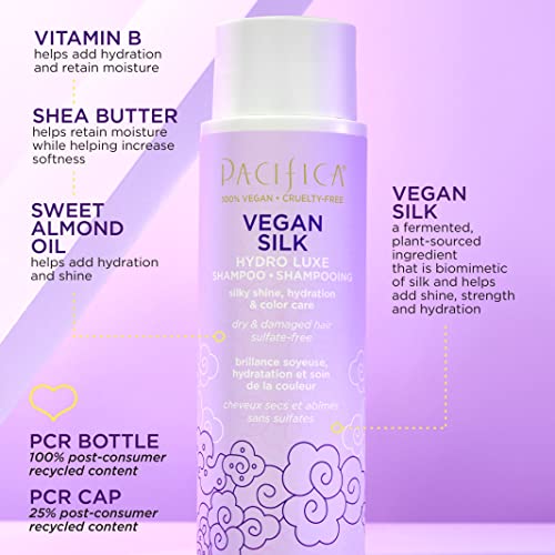 Pacifica Beauty Vegan Silk Shampoo + Conditioner Set, Vanilla, Almond Oil, Shea Butter, Vitamin B For Dry And Damaged Hair, Hydration, Shine, Silky Smooth, Clean Hair Care, 20 Oz #TOP1
