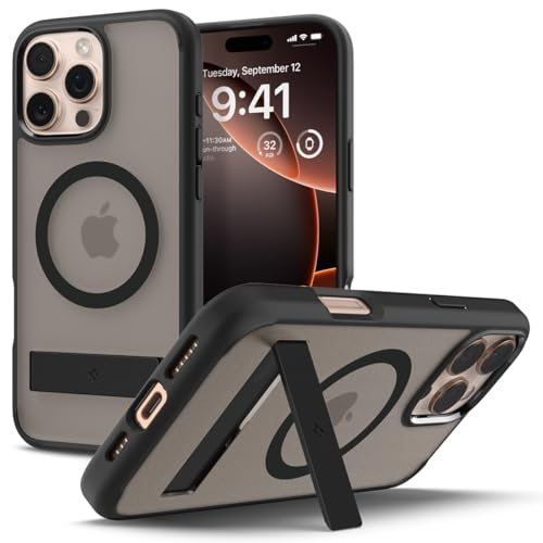 Spigen [All-in-One Ständer für iPhone 16 Pro Hülle Ultra Hybrid S MagFit für MagSafe [Verbesserte Magnestärke] Stoßfest Kratzfest Handyhülle Case -Frost Black