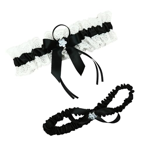 Image of wedding garter set women lace Bridal garter sets including keepsake garter and toss garter
