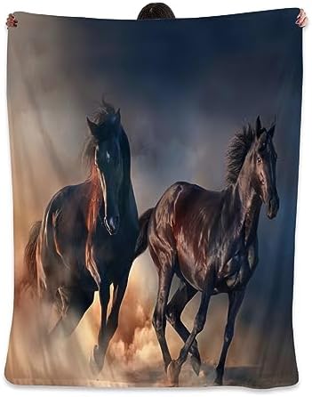 Galloping Horse Throw Blanket Gift for Girls Women Flannel Fleece Fuzzy Blankets Soft Warm Cozy for Bed Sofa Living Room for Kids 50″x40″