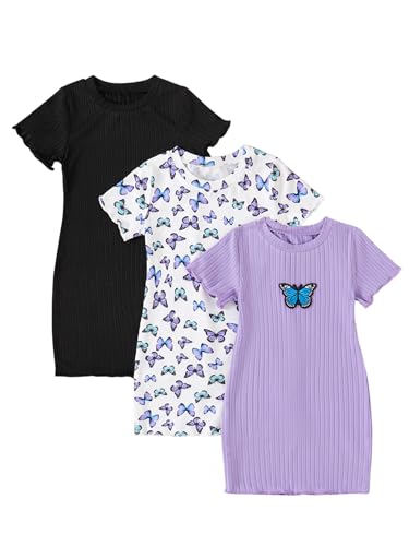 3 Pack Toddler Girls Shirts Short Sleeve Shirt for Girls Tees Kids Tshirts Clothes Summer Tops T-Shirt 2-8 Years