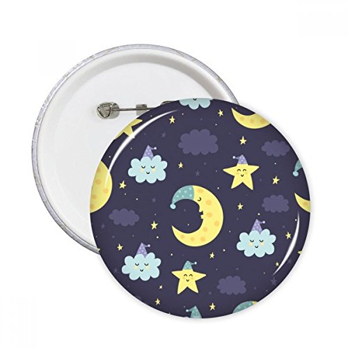 Badge rond motif lune nuit bande dessinée XL broche pour vêtement