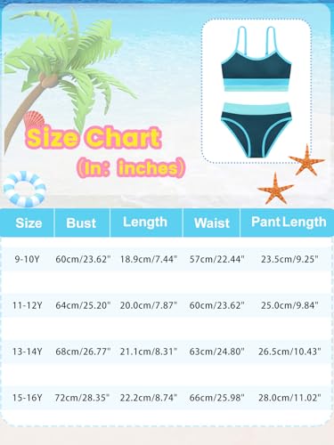 Image of Girl's 2 Piece Swimsuit Solid Spaghetti Strap Bikini Sets Beach Bathing Suit Swimwear for Teen Kids