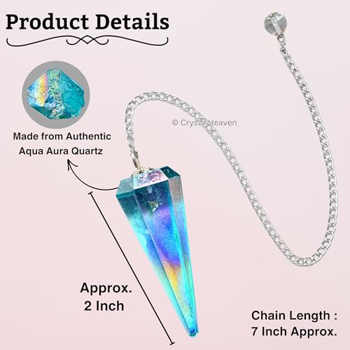 Image of Aqua Aura Quartz Pendulum Dowsing Tool - Natural Crystal Pendulum for Spiritual Guidance - Premium Dowser Pendulum for Accurate Divination and Energy Healing - Perfect for Energy Healing