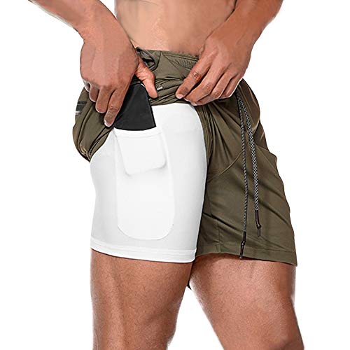 MECH-ENG Men's Workout Running 2 in 1 Shorts Training Gym 7" Short