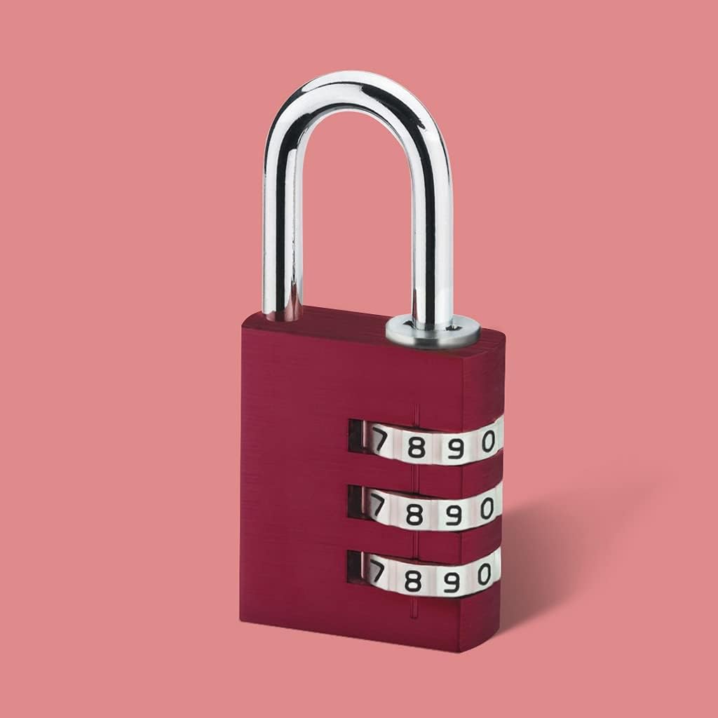 Password Padlock Digital Combination Password Lock Travel Luggage Code Padlock Suitcase Locks (Color : Blue) (Red)