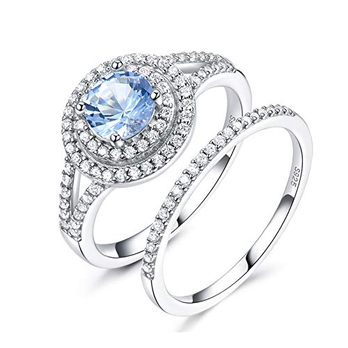 Bague mariage topaze bleu ciel en argent lot de 2 KnSam