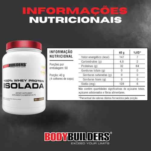 Whey Protein 100% Isolada Chocolate 900g - Bodybuilders