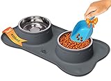 Huskl Hundenapf Mittelgroße Hunde Napfset - 2x800ml Hundenapf Grosse Hunde mit BPA Silikon Napfunterlage - Näpfe, Tränken & Zubehör für Hunde -Pefekt Futterbar - Futternapf Hund Groß/Welpen Napf