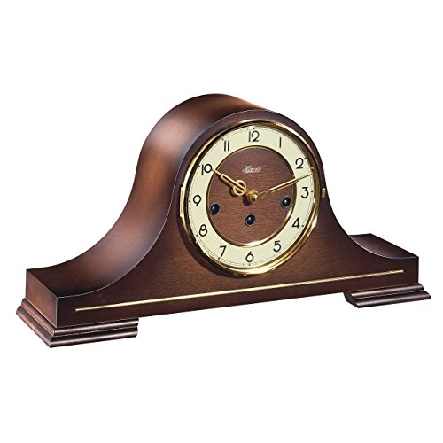 Image of Watching Clocks Arthur Cameron - Hermle Berwick Mechanical Mantel Clock in Walnut - 4x4 Westminster Chime, Perfect as a Bedroom Clock or Shelf Decor in the Living Room