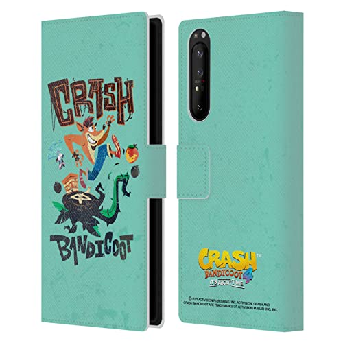 Head Case Designs Officially Licensed Activision Crash Bandicoot 4 Action Crash Key and Trend Art Leather Book Wallet Case Cover Compatible with Sony Xperia 1 III