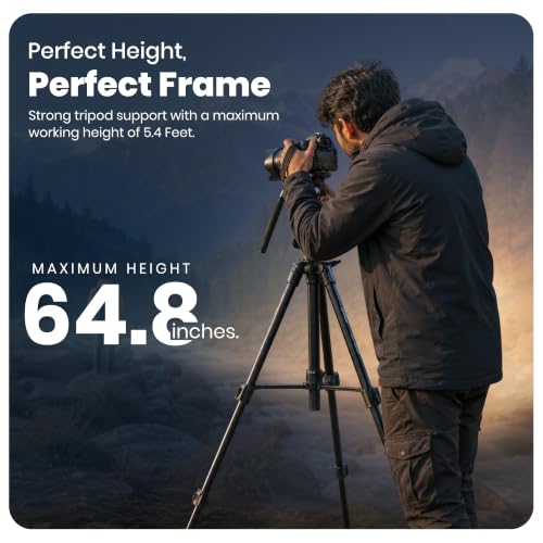 Image of Simpex VCT-691 Professional Camera Tripod Stand, 5kg Load Capacity with 3-Way Pan Head & Bubble Level, Compatible with DSLR, Mirrorless, Mobile, GoPro & Video Cameras(Black)