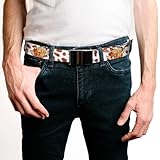 Buckle-Down The Flintstones Belt, Flip Web Belt Cocoa Pebbles Fred and Barney Pose and Cereal White Browns, Adjustable, White, 1.25" Wide - Fits up to Pant Size 42 - Image 2