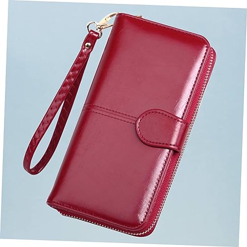 Pu Leather Crossbody Phone Purse Zipper Wallet Pockets Women Snap Closure Phone Bag Wallet Pouch Compact Pack Wine4