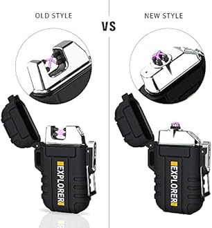 Lafagiet Waterproof Arc Lighter, Outdoor Dual Plasma Arc Lighter, USB Rechargeable Flameless Electric Lighters for Camping, Hiking, Survival Tactical (F13-Black)