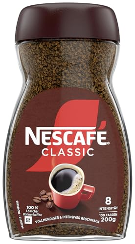 NESCAFÉ CLASSIC löslicher Bohnenkaffee aus mitteldunkel gerösteten Kaffeebohnen kräftiger Geschmack & intensives Aroma koffeinhaltig 1er Pack (1 x 200g)