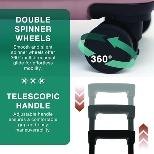 Image of Luggage Sets 2 Piece, 24 Inch Suitcase and 28 Inch Luggage with Spinner Wheels, Durable Hard Shell Suitcase Set, Expandable Travel Suitcases with Wheels, Pink