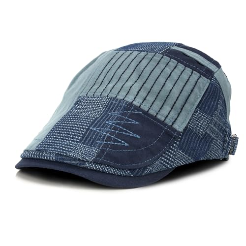 M MOACC Sombrero de boina para hombre, hebilla de algodón, ajustable, sombreros de periódico para hombres, gorras planas de conducción, gorra de Gatsby, azul mezclilla (17424), Hat-a1-denim Blue,