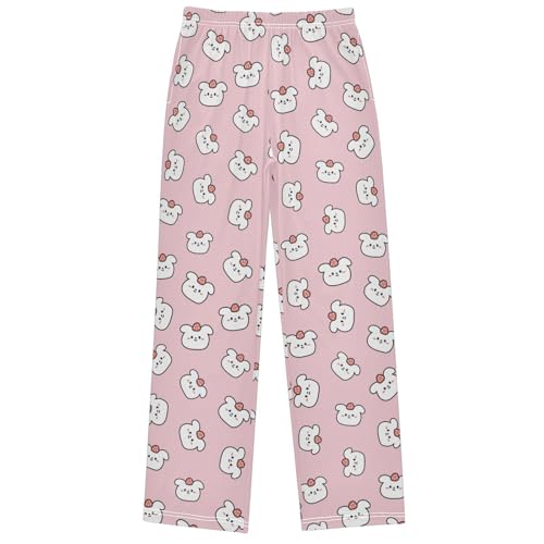 Boy's Lounge Pants White Dog Strawberry Head Kids Jogger Pants Elastic Waist Long Bottoms with Pockets 6-14 Years