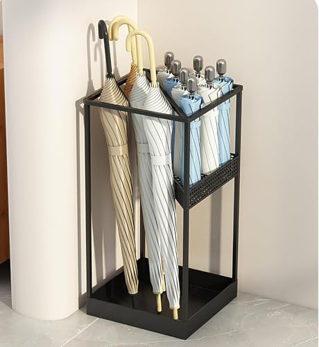 傘立て 長傘 折り畳み傘収納 スリム おしゃれ玄関収納アンブレラスタンド 省スペースのモダンな傘バケツ 玄関自立傘スタンド シンプル 傘立 業務用 傘置き傘ラック 家庭用玄関傘立て 大容量 多機能 (黒, 25*25*50cm) (黒)