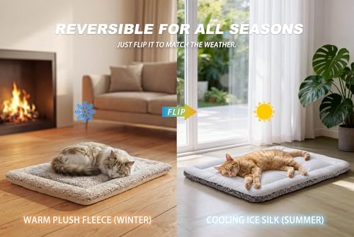 Cat Cooling Mat, Self Warming Cat Bed, Reversible Warm & Cooling Cat Bed, Winter Warm Cat Pad & Summer Cooling Cat Mat for Kittens & Small Dogs, Perfect for Crates, Beds & Sofas, Gray, 18" x 24" - 1
