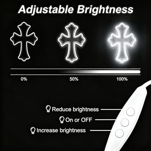 Image of Cross Gothic Y2K Cross Mirror Neon Sign Gothic Wall Decor
