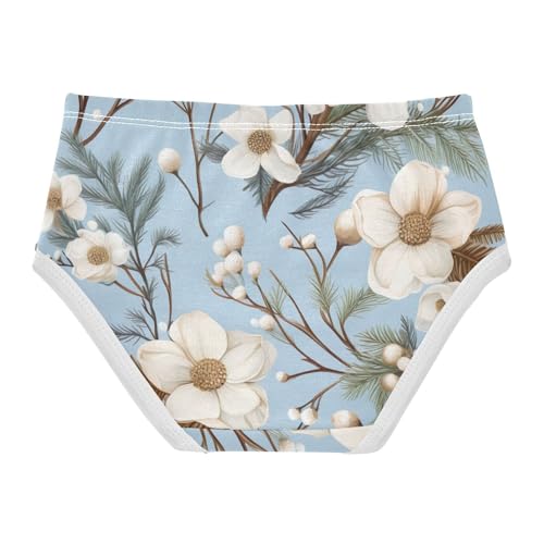 Elegant Floral Blue Toddler Cotton Underwear, Girls Cotton Underwear, 2T–8 Years2