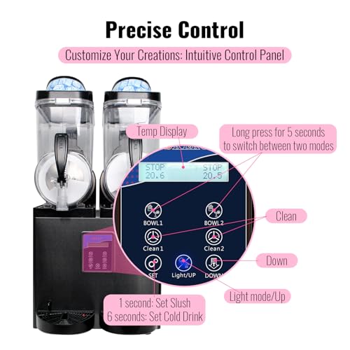 FSKEKU Commercial Slushy Machine, 30L (Dual 15L Tanks), Stainless Steel - Margarita Frozen Drink/Maker for Restaurants, Bars, Cafes — view 4