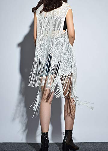 image for TOMETO STAR Lace Cardigan Women Vest Hollow Out Perspective Plus Size 