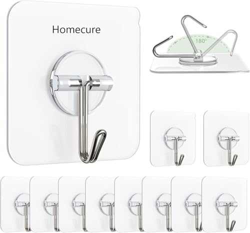 Image of Photo Frame Hooks for Wall Without Drilling, | Self-Adhesive Hooks for Wall Heavy Duty Strong | Nail Free for Hanging Photo Frame Stainless Steel | (Flower Hook, Pack of 50)