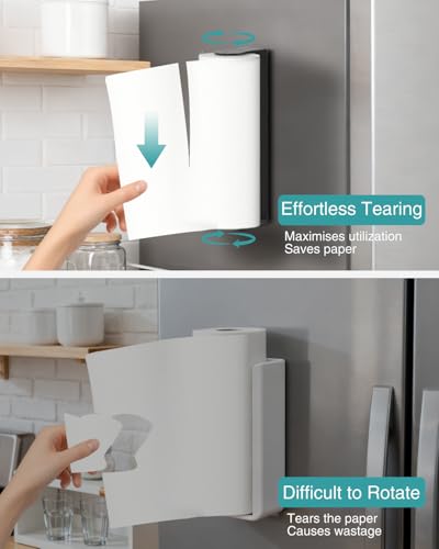 Image of PAROTO Magnetic Paper Towel Holder for Fridge, Black Paper Towel Holder for Kitchen, Strong Magnet for Refrigerator, RV, Garage, BBQ, No Drilling, Kitchen & Bathroom Organizers and Storage