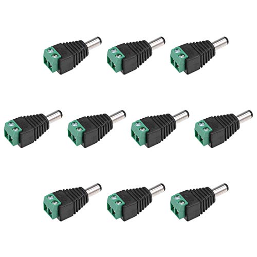uxcell 10pcs Male 5.5x2.1mm Size DC Power Jack Adapter Terminal Connector for CCTV Security Camera