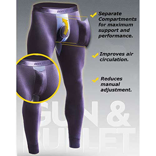 Ouruikia Men's Thermal Underwear Pants Modal Thermal Bottoms Long Johns Pants Underwear with Separate Pouch4