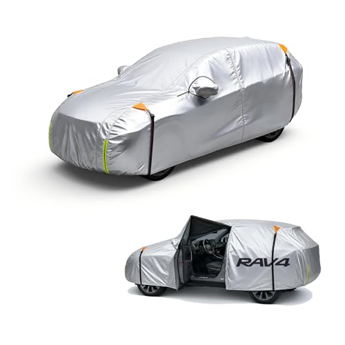 Wigoo Toyota RAV4 Car Cover 1996-2026 Custom Fit Waterproof All Weather Outdoor Full Exterior SUV Cover Windproof Rain Sun UV Snow Dust Protection Paint-Safe Lining Door Zipper RAV4 Accessories