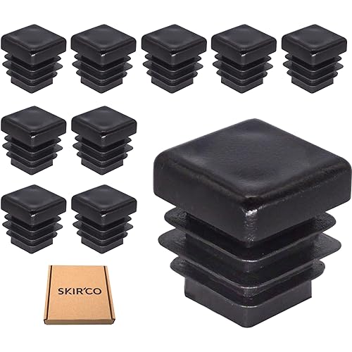 SKIR'CO (10 pcs) Square Plastic Plugs 16 x 16 mm, Mat Tube End Caps, Square Tube Inserts, Fence Post Plugs, Black RAL 9005 - Image 2