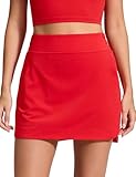 CRZ YOGA High Waisted Dolphin Golf Skirts for Women - Mini Lined A Line Tennis Casual Skort with Side Pockets Deep Red Medium